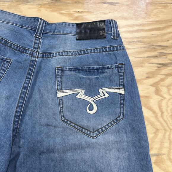 Vintage Ecko Unltd Denim Shorts Jorts Men Size 40 Blue Baggy Y2K Hip Hop Skater - Picture 5 of 15